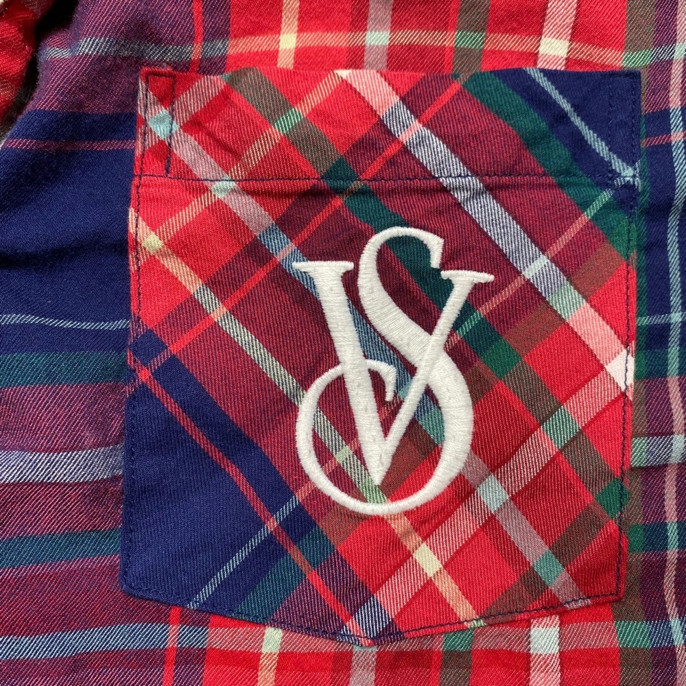 Victoria's Secret Womens Plaid Long‎ Sleeve Button Up Pajama Top Size Medium - Picture 7 of 10